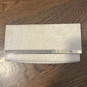 Ivory snakeskin with silver full size wallet